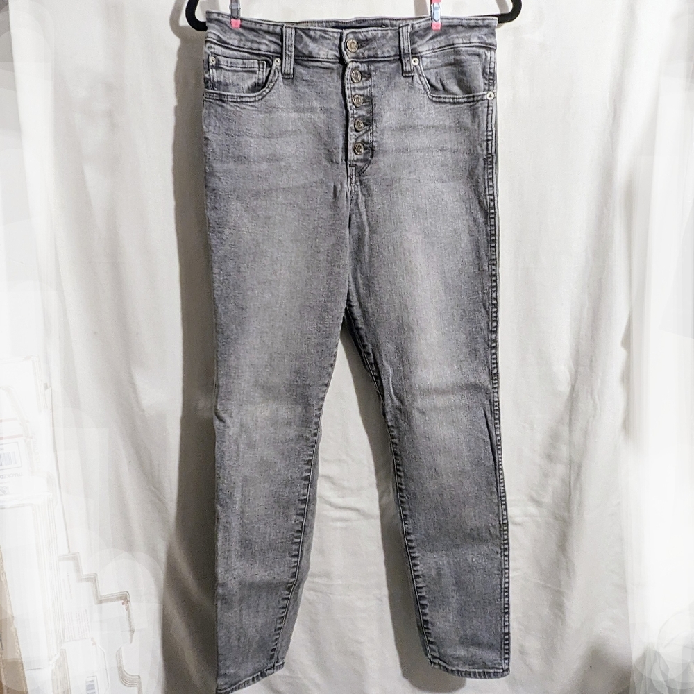 GAP Denim Universal Leggings Jeans Gray Button Down Stretch Size 12/31 Regular